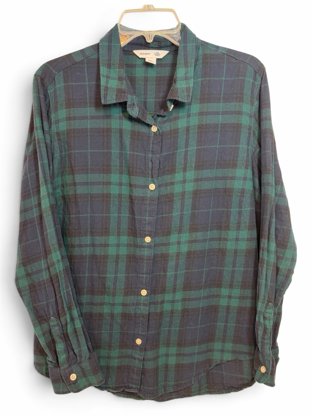 Old Navy Women’s Green & Black Plaid Button-Up Shirt Size XL